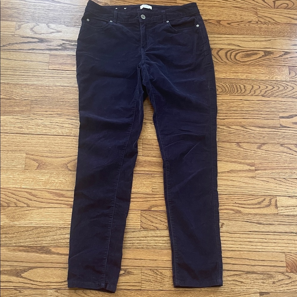 Crown & Ivy Women's Navy Slim Corduroys Pants Size 4 - Picture 3 of 9